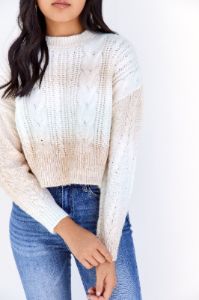 SALE - Sage Cropped Multicolor Ombre Sweater sold by fab'rik