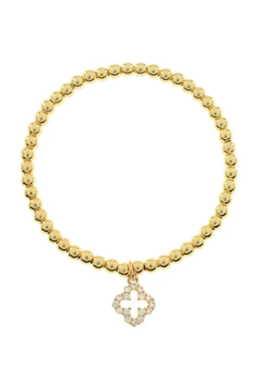 Sandra Open Clover Dangle Stainless Steel Bracelet sold by fab'rik