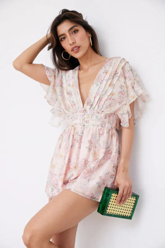 Kennedy Romantic Floral Open Back Romper sold by fab'rik