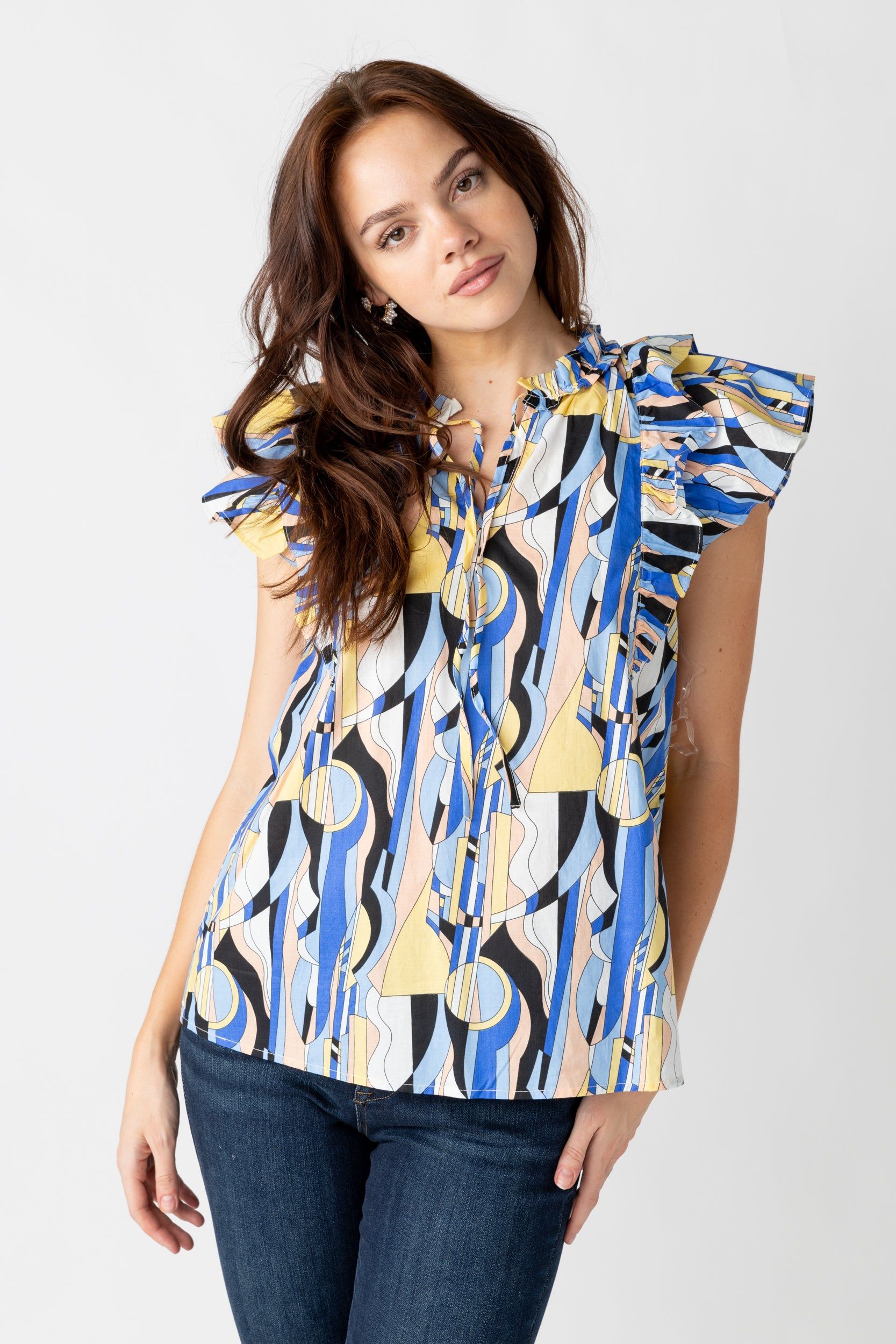 SALE - Rivas Printed Ruffle Sleeve Blouse sold by fab'rik