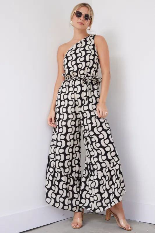 Milan Printed One Shoulder Jumpsuit sold by fab'rik