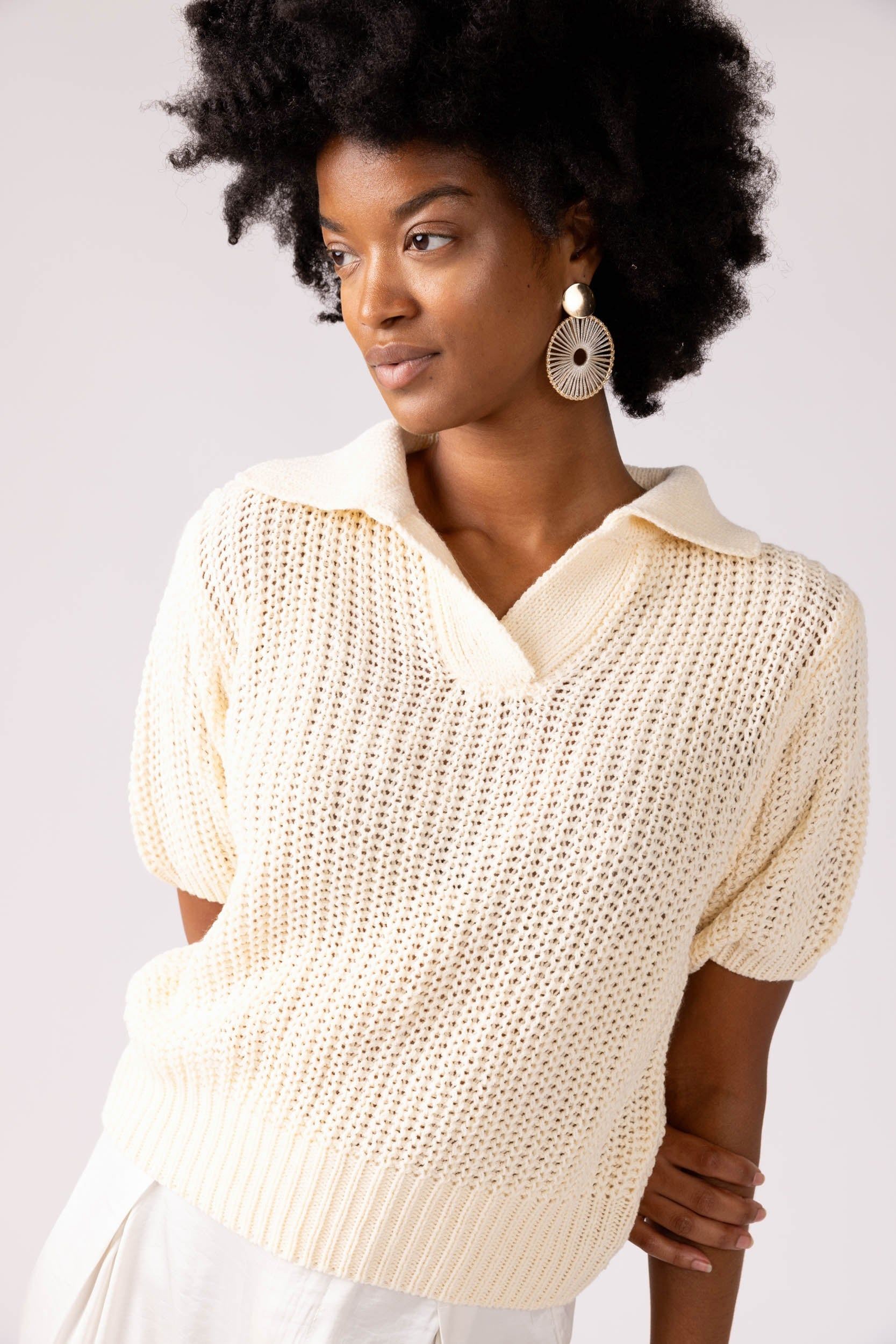 SALE - Kit Open Knit Collared Sweater sold by fab'rik product image thumbnail 3