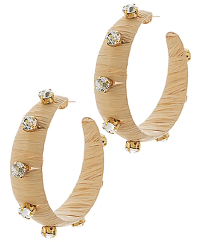 Harley Studded Crystal and Raffia Hoops sold by fab'rik