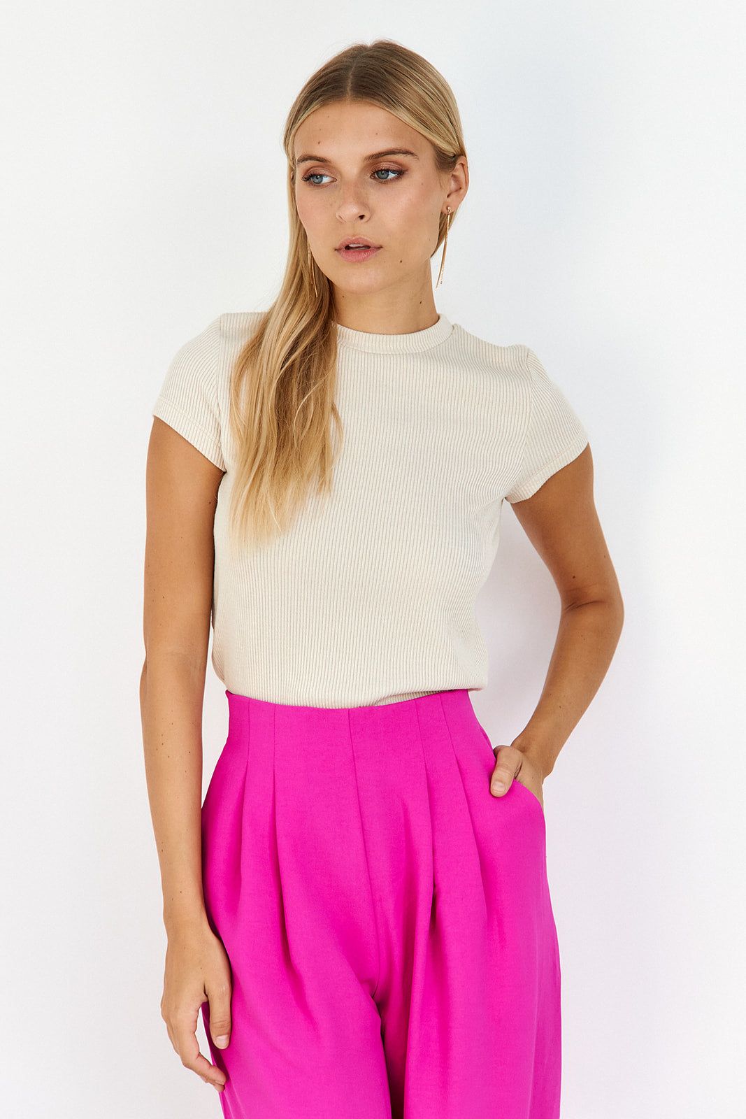 Layla Ribbed Knit Tee sold by fab'rik product image thumbnail 5