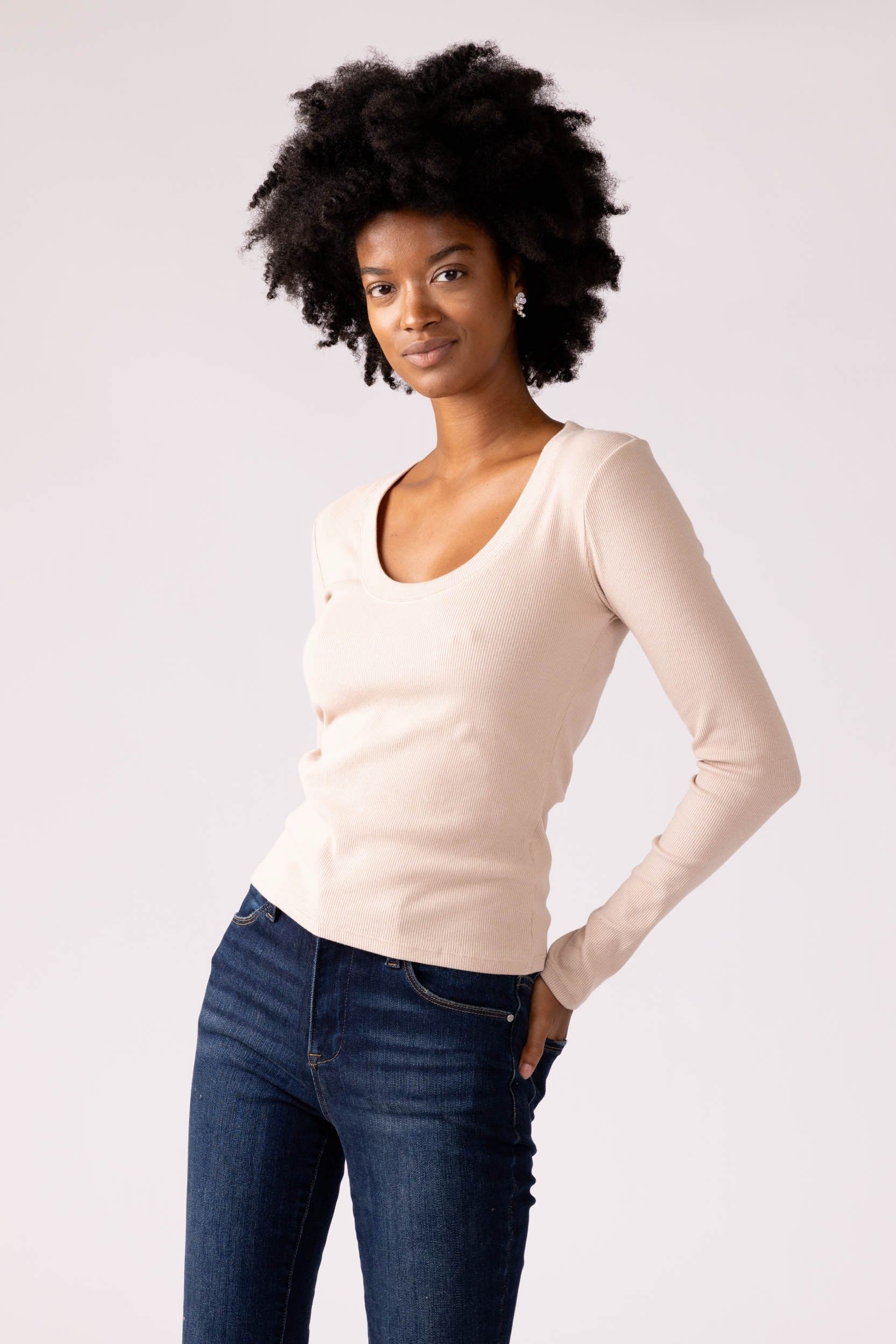 Z Supply Sirena Rib LS Tee sold by fab'rik