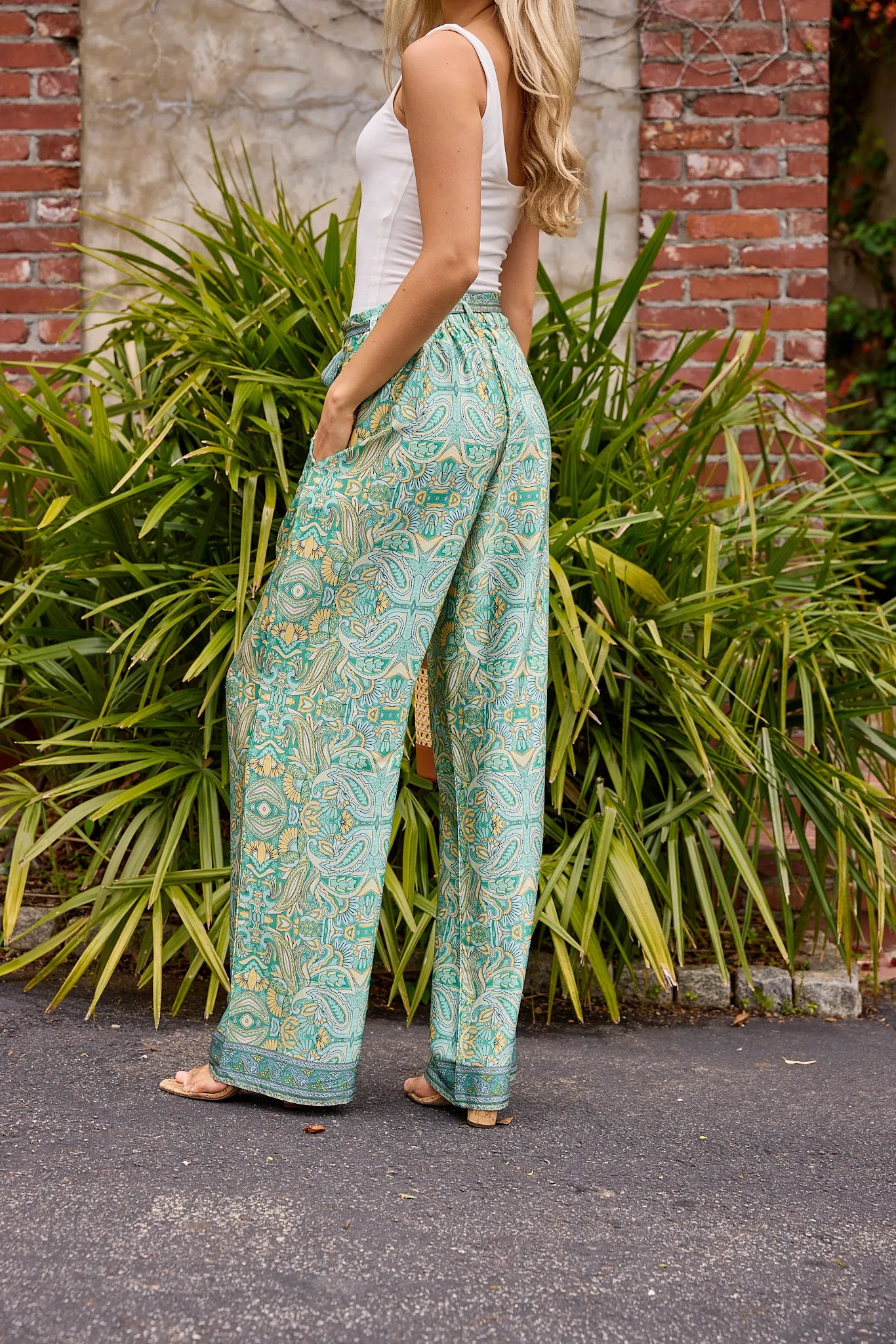 Farrah Satin Paisley Pattern Pants sold by fab'rik product image thumbnail 3