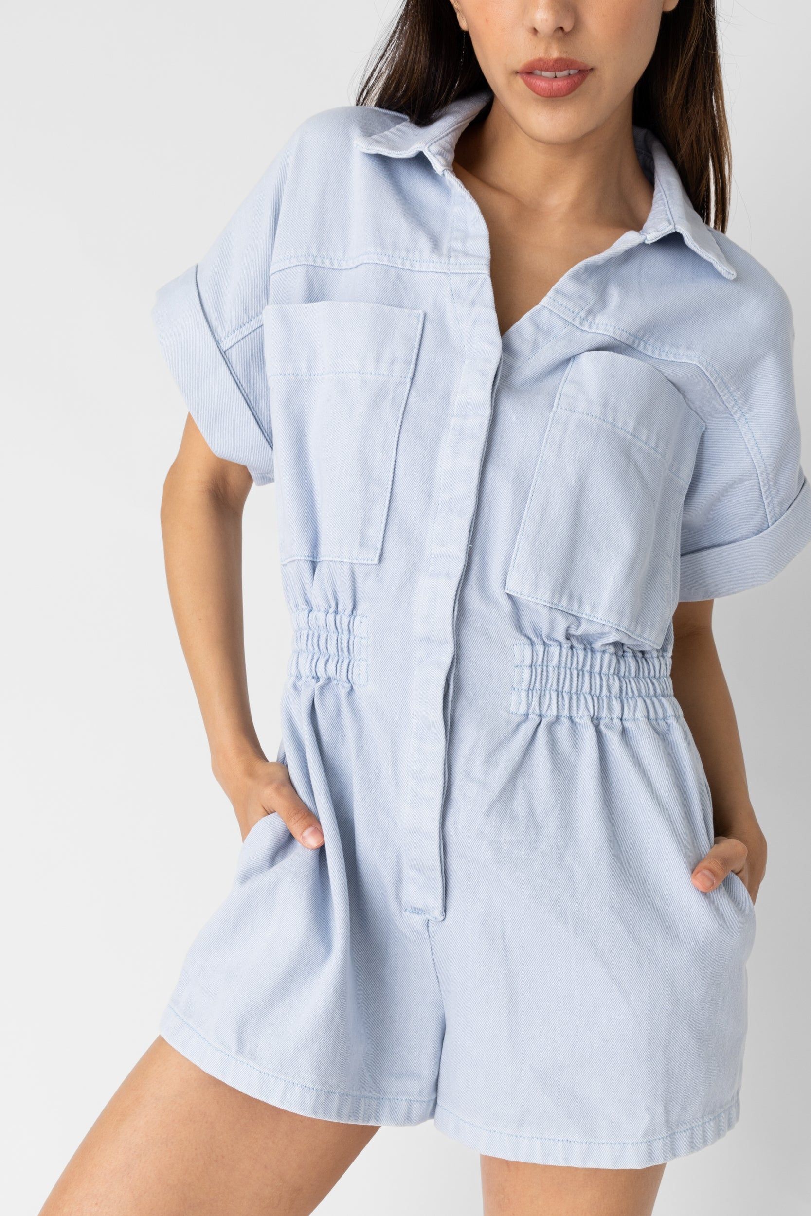 SALE - Meg Short Sleeve Denim Romper sold by fab'rik product image thumbnail 4