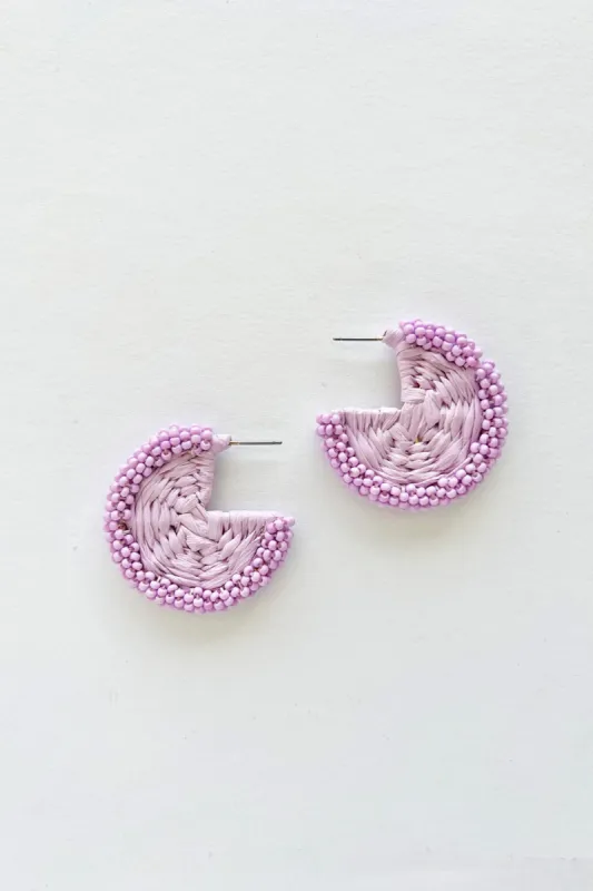 Susie Rattan & Seed Bead Open Round Hoops sold by fab'rik