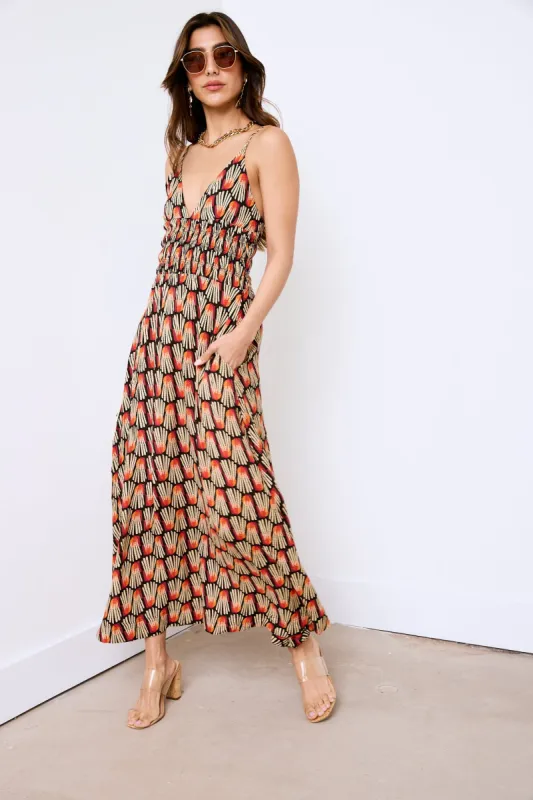 SALE - Garza Smocked Waist Printed Maxi Dress sold by fab'rik