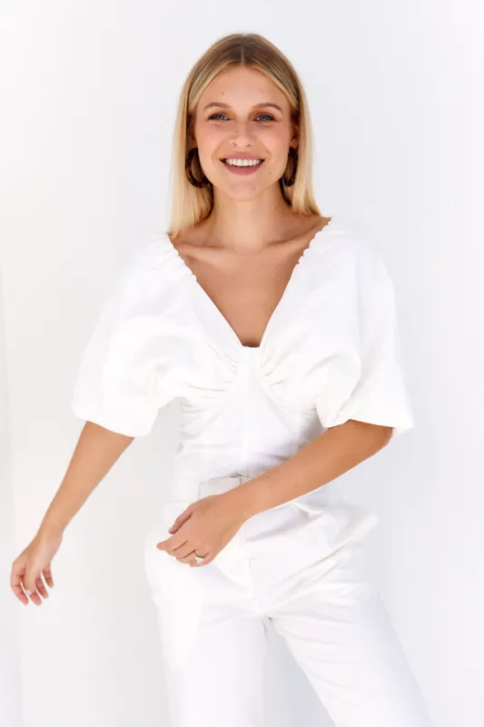 Dawn Balloon Sleeve Crop Top sold by fab'rik