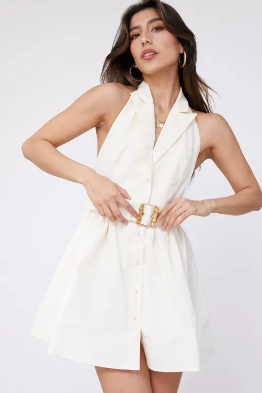 Tate Halter V Neck Mini Dress sold by fab'rik