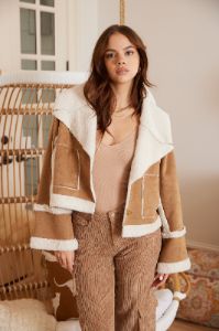 Rhea Sherpa Trimmed Jacket sold by fab'rik