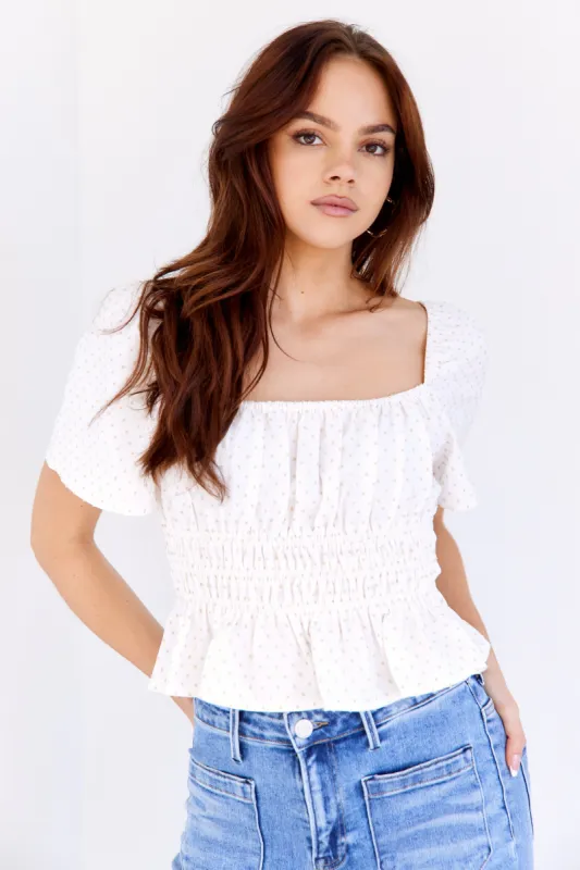 SALE - Ashton Lace Up Polka Dot Top sold by fab'rik