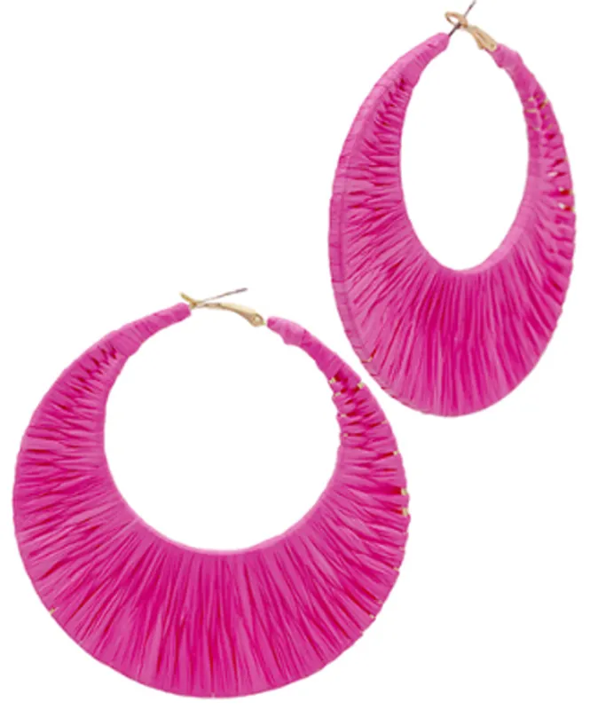 SALE - Sonia Wrapped Raffia Gradual Hoops sold by fab'rik