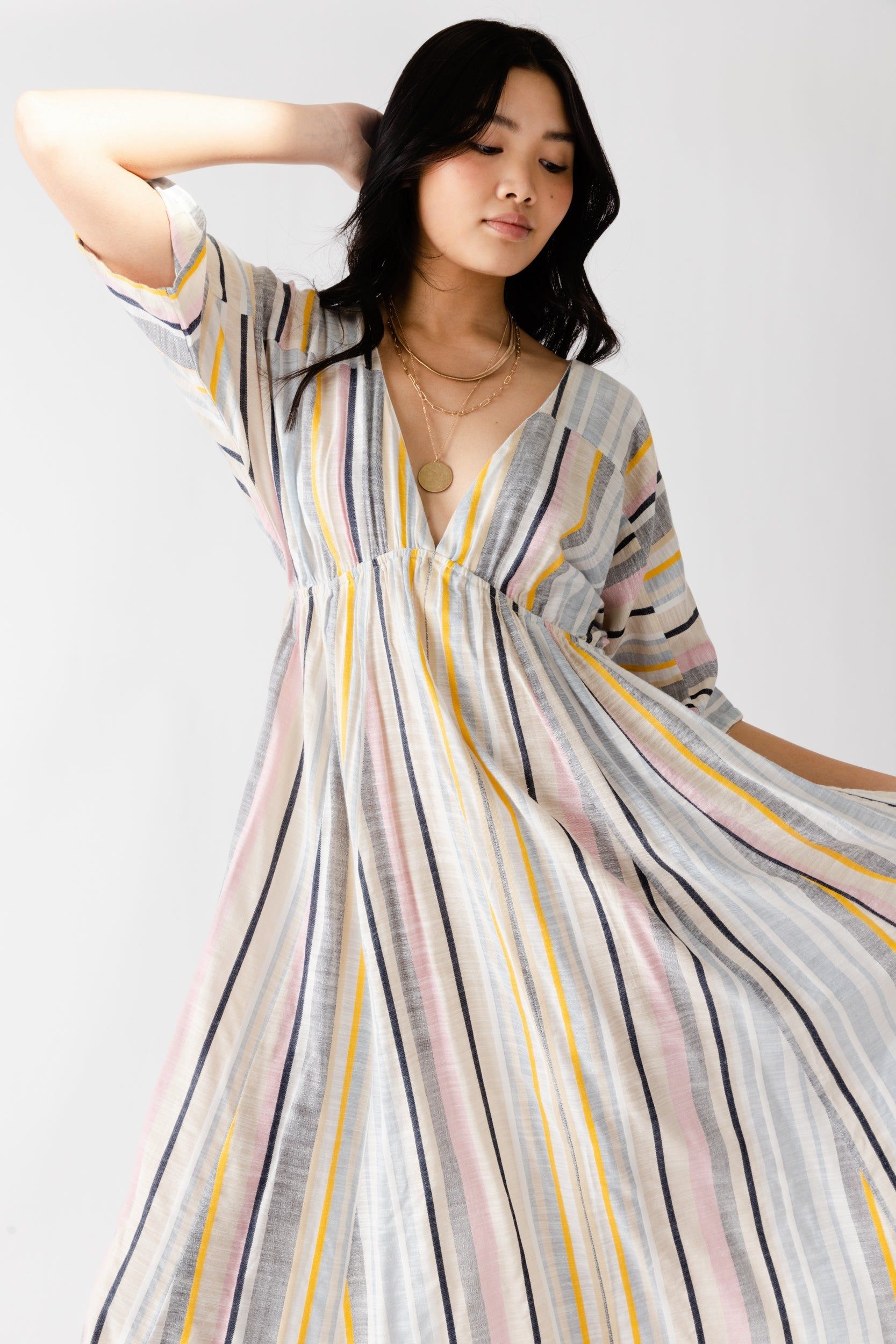 Lizzie Multi Striped Maxi Dress sold by fab'rik