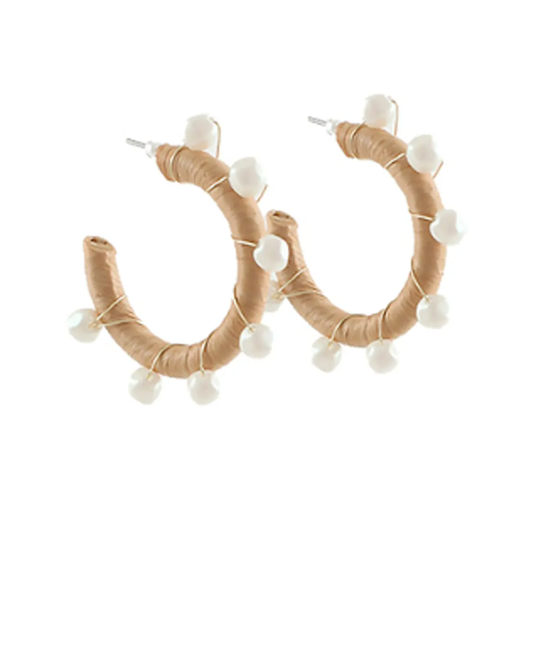 SALE - Lee Trimmed Pearl and Raffia Hoops sold by fab'rik product image thumbnail 2