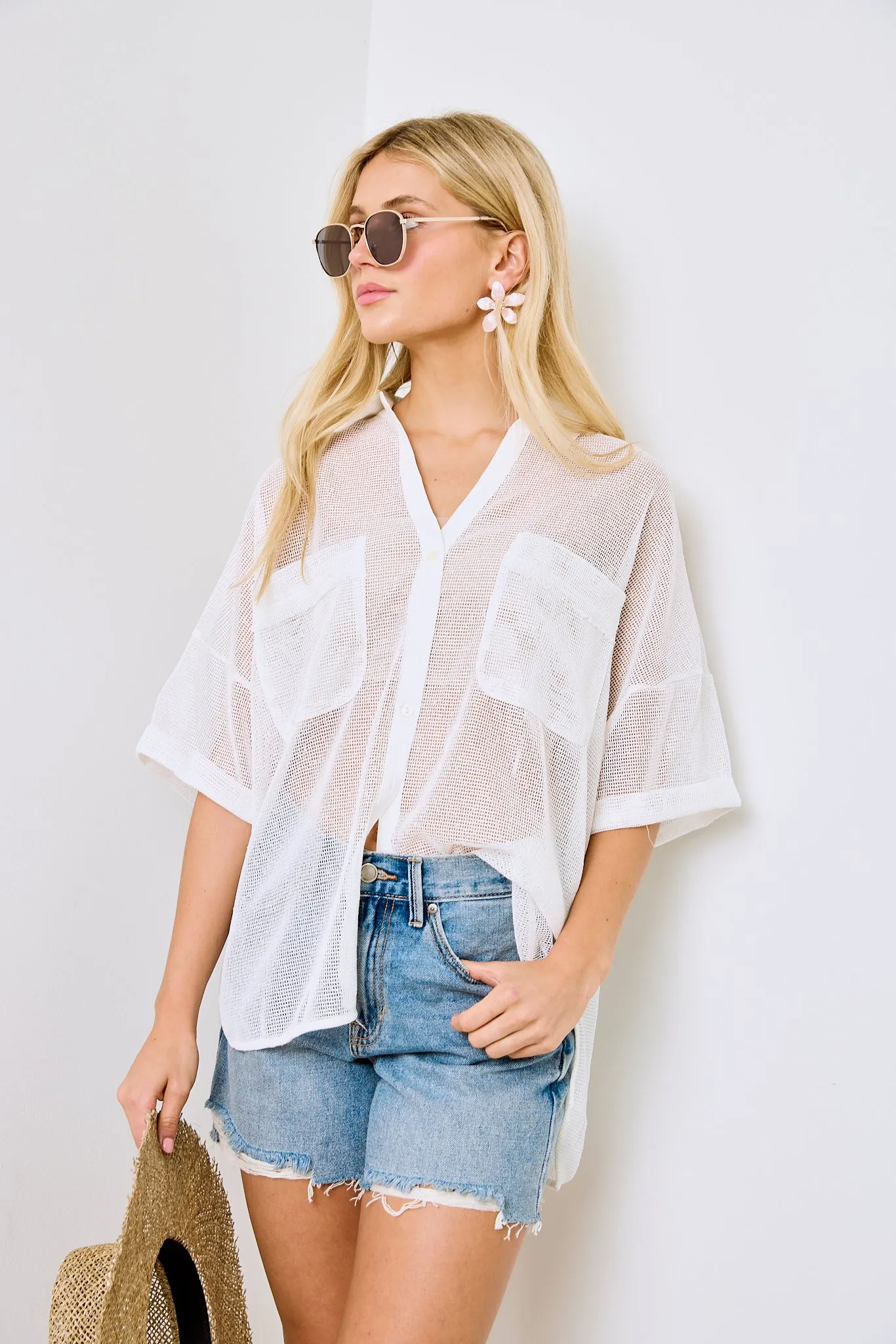 Bette Oversized Mesh Detail Top sold by fab'rik product image thumbnail 3