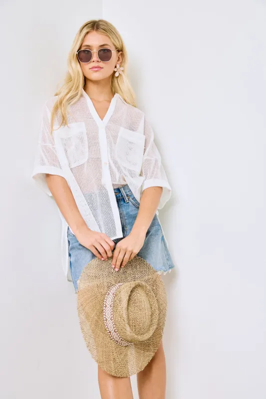 Bette Oversized Mesh Detail Top sold by fab'rik