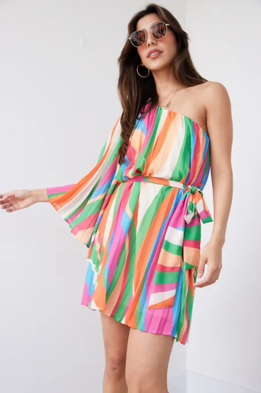 SALE - Esmeralda One Shoulder Striped Mini Dress sold by fab'rik
