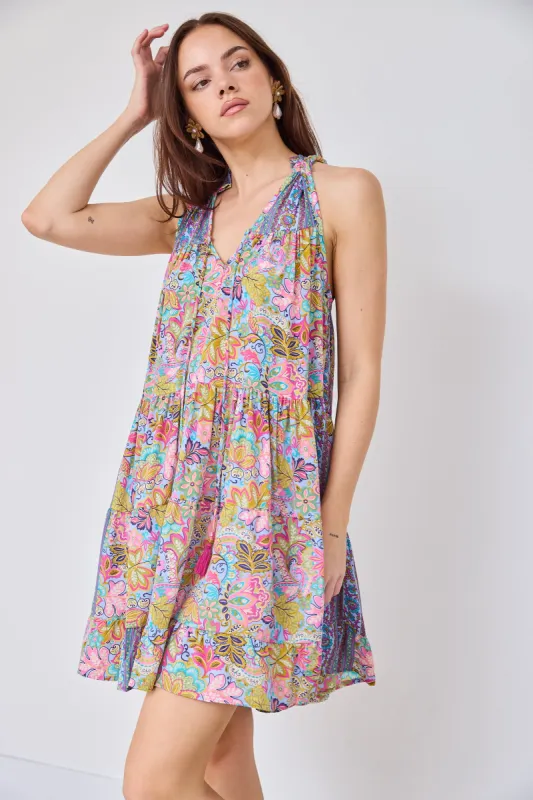 SALE - Barry Patchwork Tiered Mini Dress sold by fab'rik