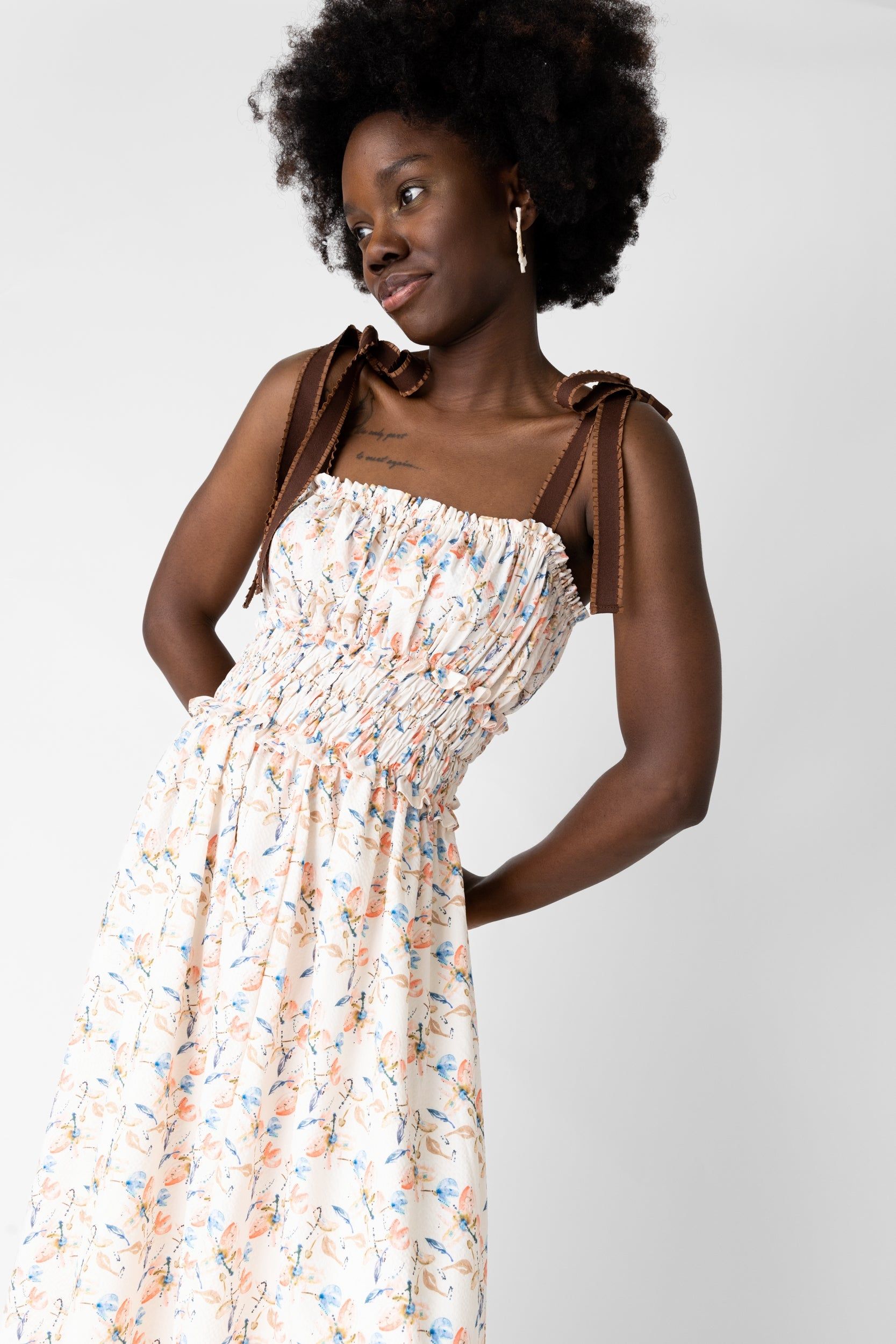 Sashi Tie Strap Maxi Dress sold by fab'rik