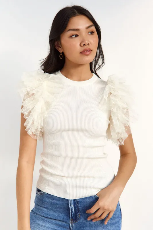 SALE - Ireland Tulle Sleeve Top sold by fab'rik