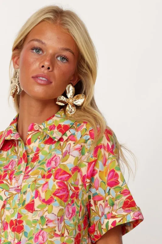 SALE - Alvin Big Flower Texture Metal Earrings sold by fab'rik