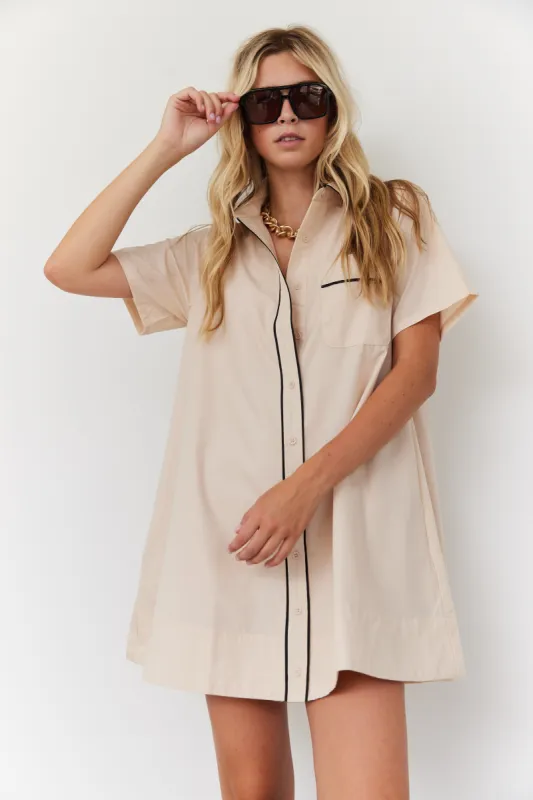 Dyer Button Up Mini Dress sold by fab'rik