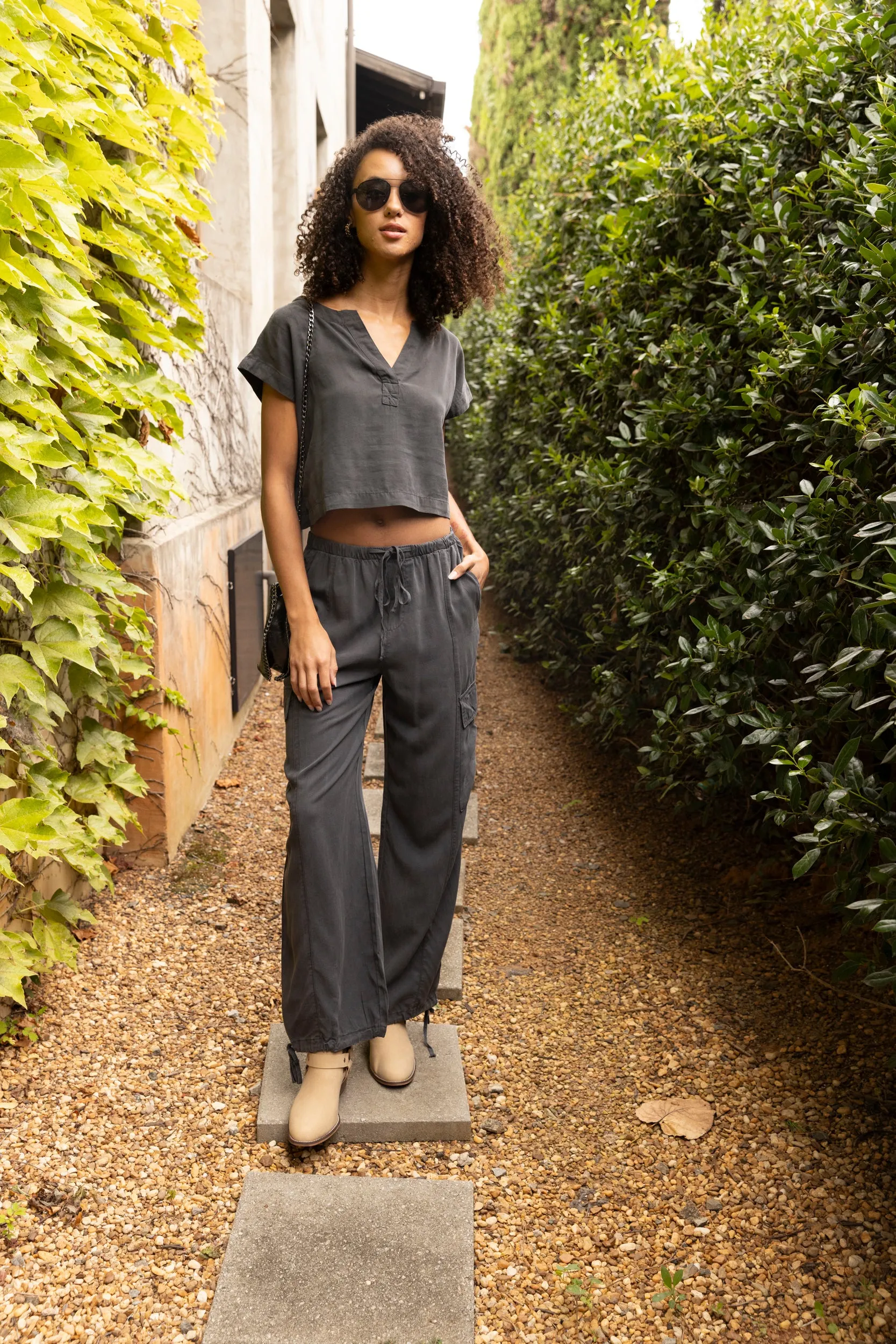 SALE - Chloe High Waisted Drawstring Cargo Pants sold by fab'rik