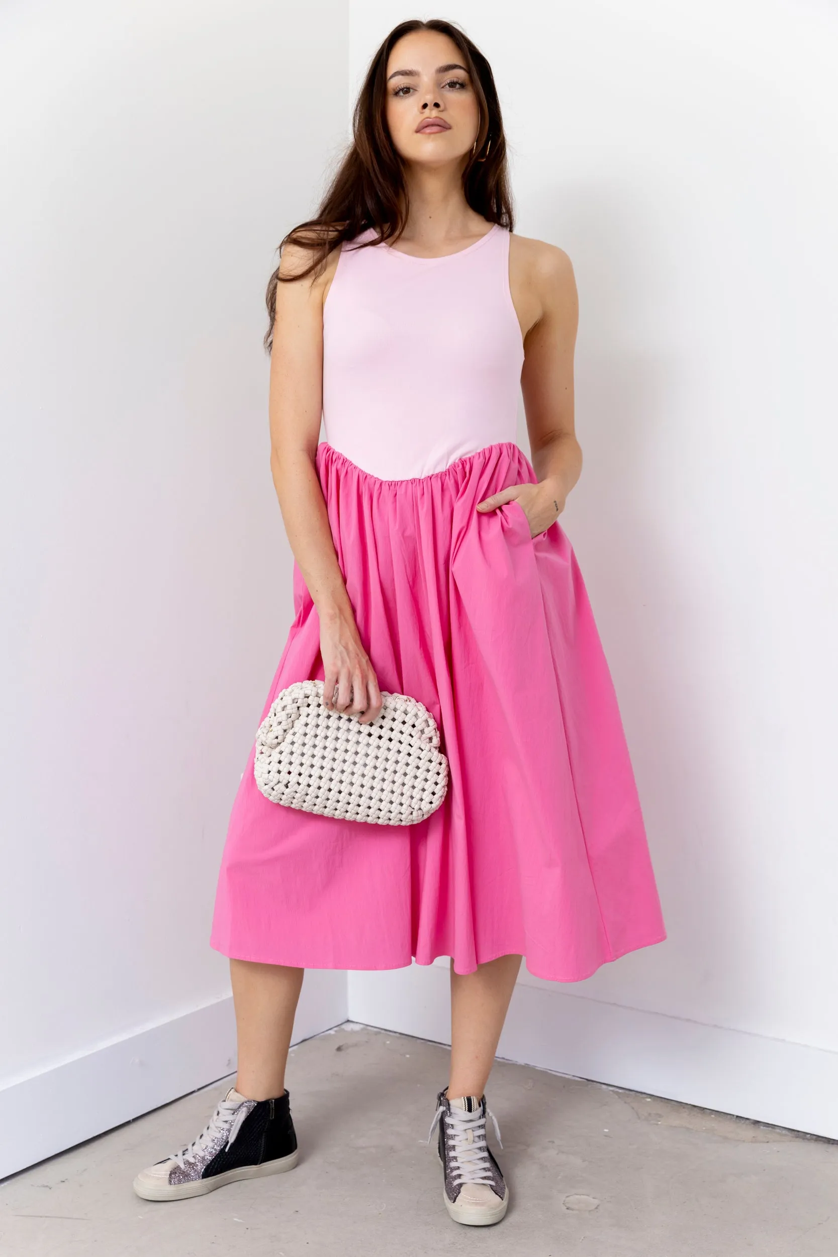 SALE - Cody Knit Contrast Poplin Midi Dress sold by fab'rik product image thumbnail 4