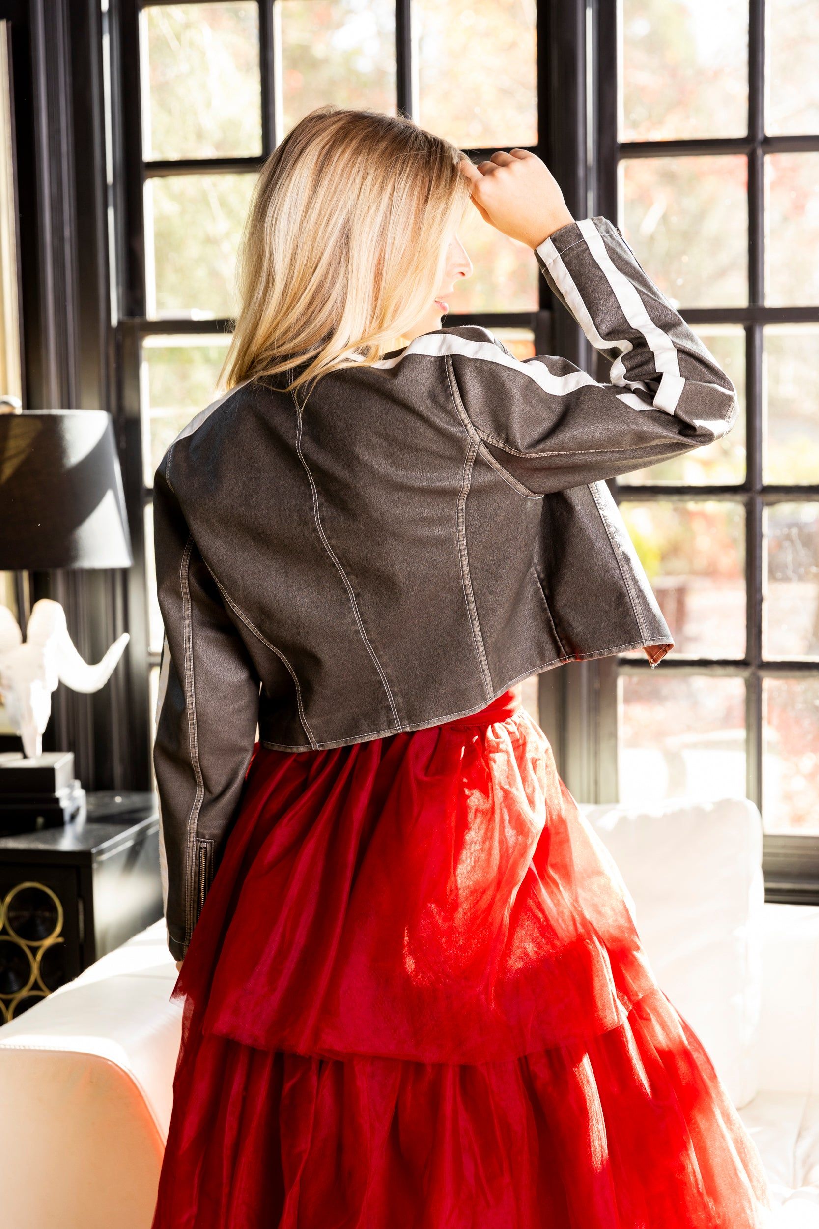 SALE - Maia Faux Leather Racer Jacket sold by fab'rik product image thumbnail 4