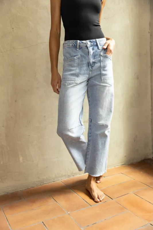 Preston High Rise Patch Pocket Wide Leg Jeans sold by fab'rik