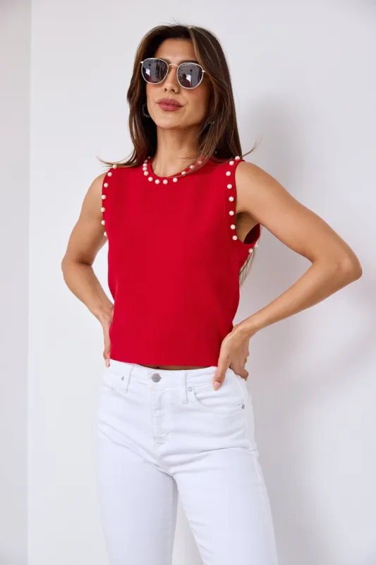 SALE - Jessie Cropped Knit Pearl Top sold by fab'rik
