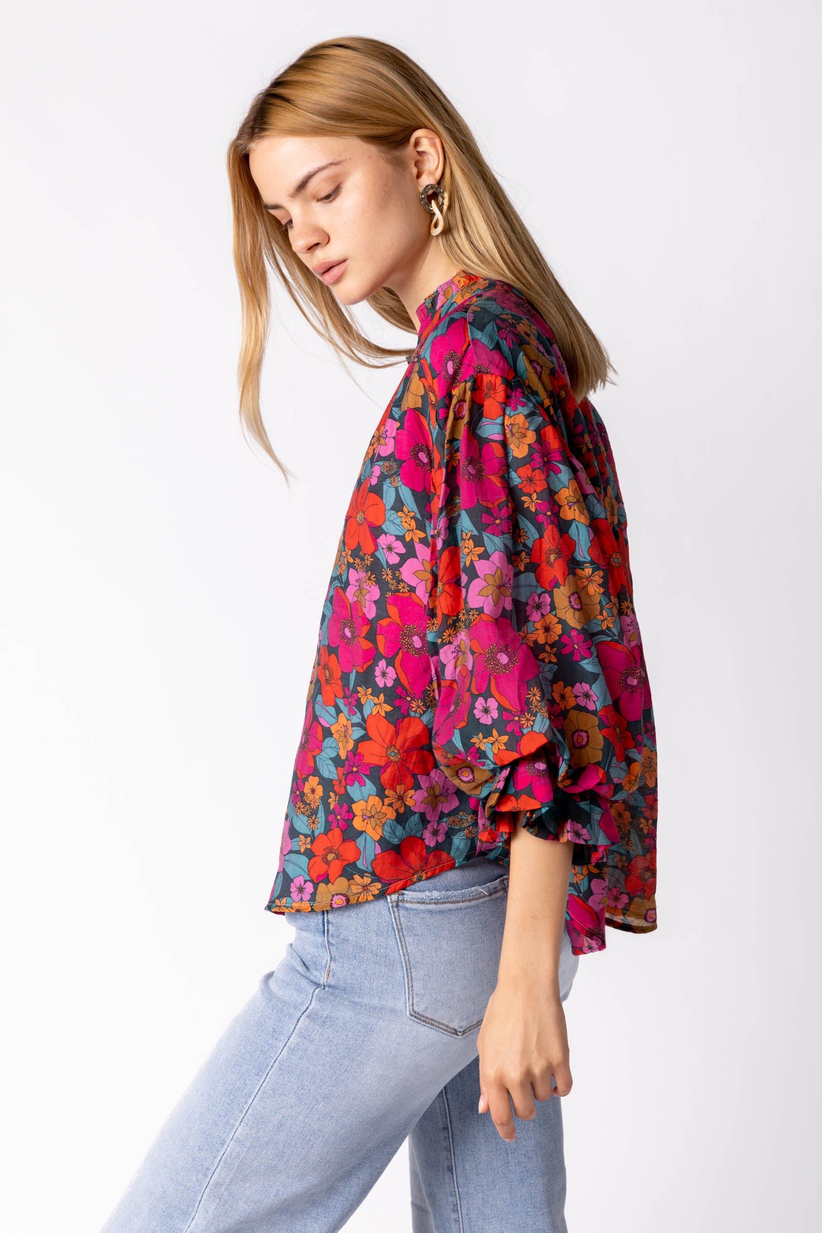 Rosey Balloon Sleeve Floral Top sold by fab'rik product image thumbnail 5