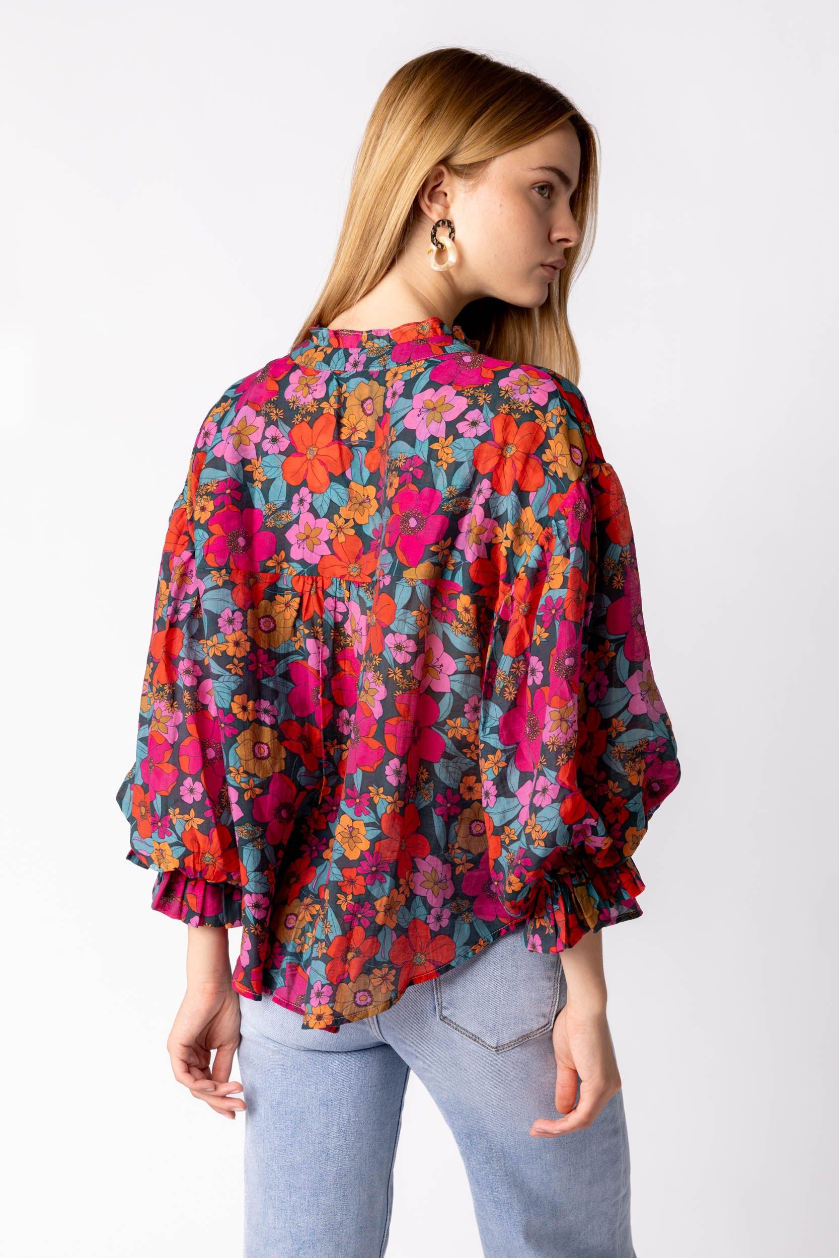 Rosey Balloon Sleeve Floral Top sold by fab'rik product image thumbnail 4