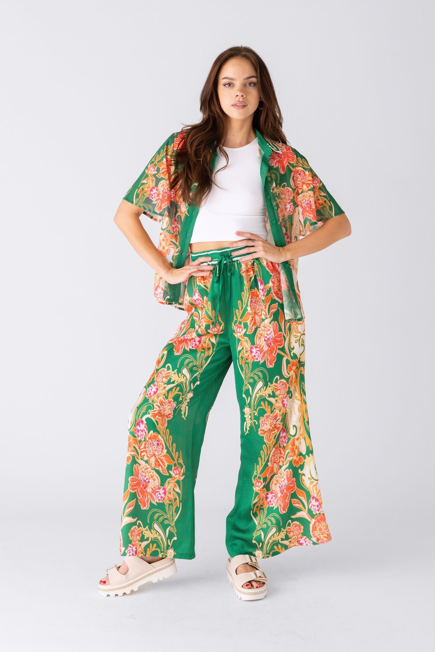Ela Floral Wide Leg Pant sold by fab'rik