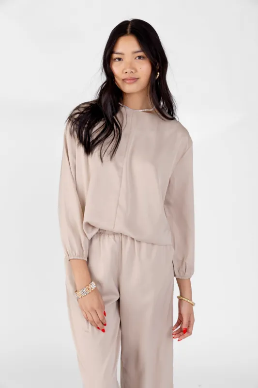 Lila Satin Loose Fit Top sold by fab'rik
