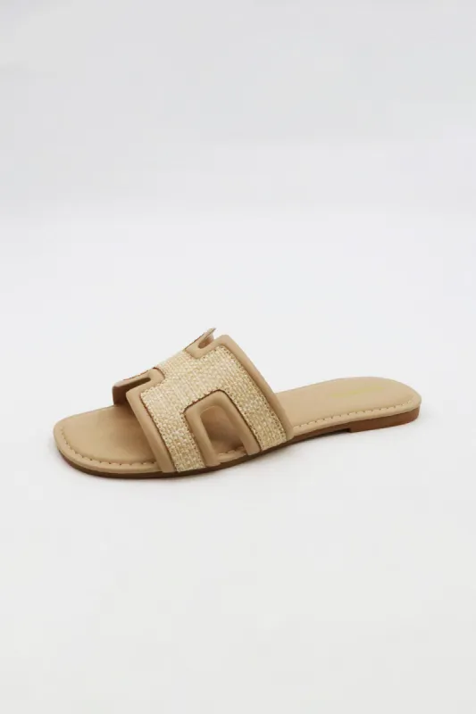 SALE - Roxanne Raffia Slide On Sandals sold by fab'rik