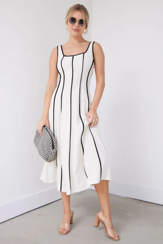 Alice Linen Contrast Detail Midi Dress sold by fab'rik