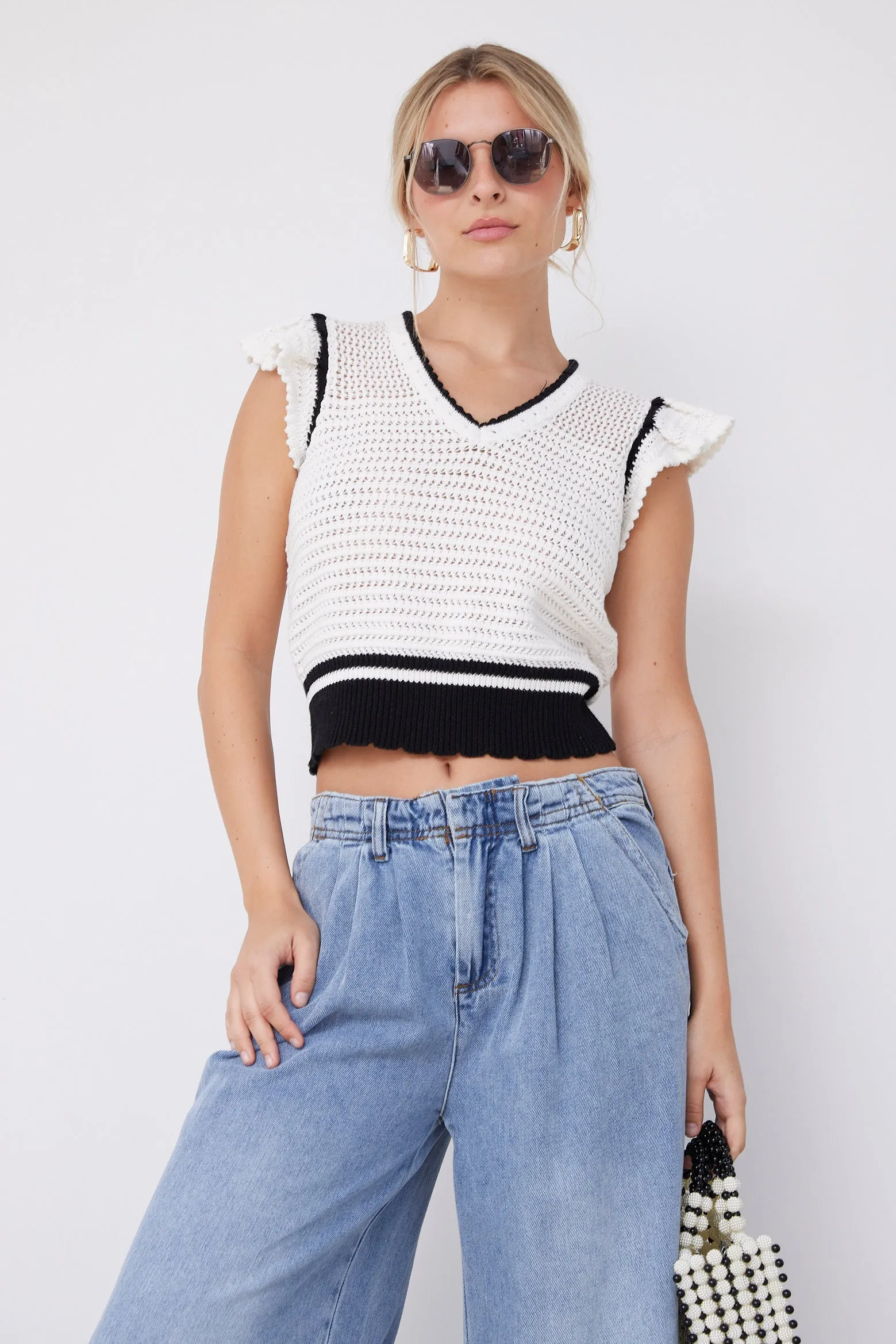 SALE - Zara Ruffle Detail Knit Top sold by fab'rik