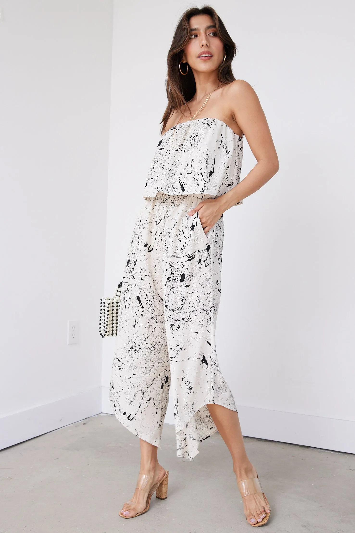 Jennie Printed Strapless Jumpsuit sold by fab'rik product image thumbnail 4