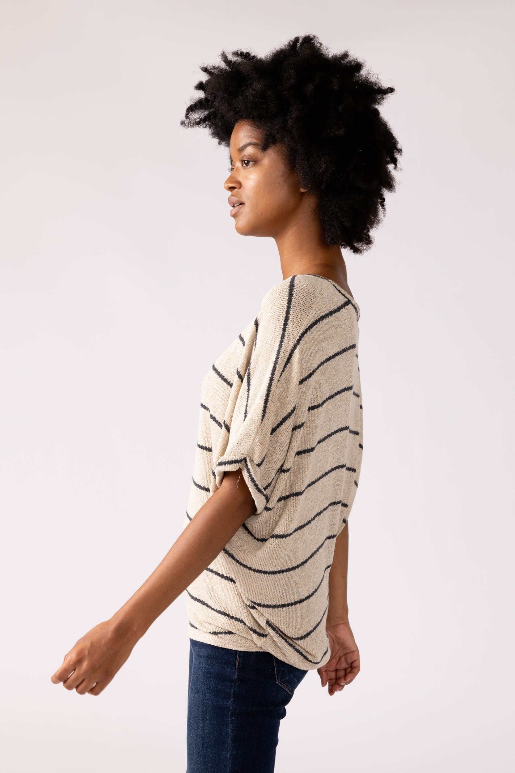 Ellenor Striped Knit Dolman Tee sold by fab'rik product image thumbnail 4