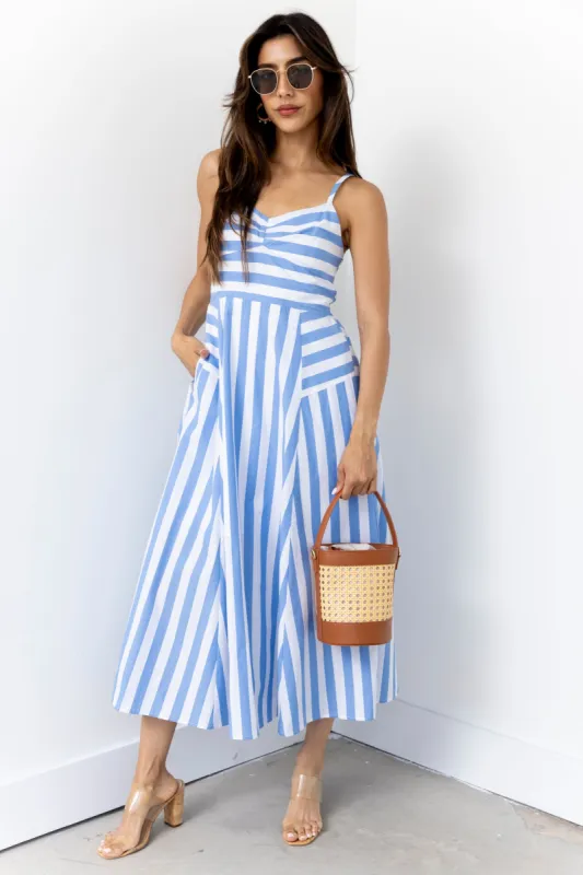 Beck Striped Spaghetti Strap Midi Dress sold by fab'rik