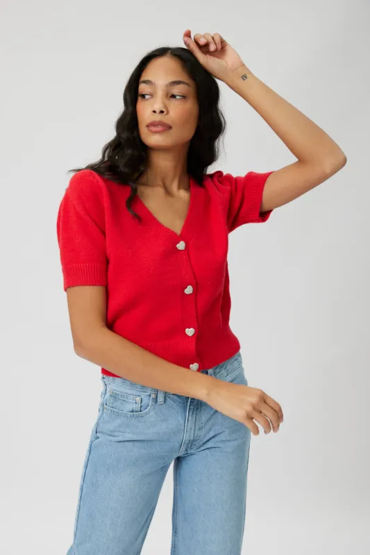 SALE - Miya Heart Button Up Short Sleeve Cardigan sold by fab'rik