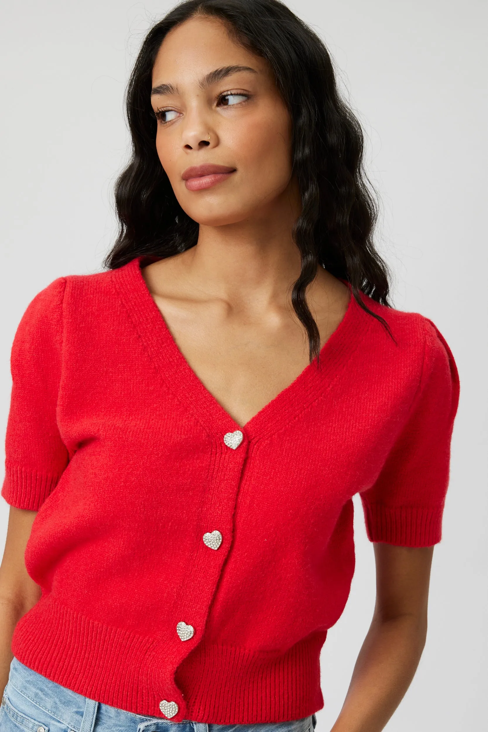 SALE - Miya Heart Button Up Short Sleeve Cardigan sold by fab'rik product image thumbnail 3