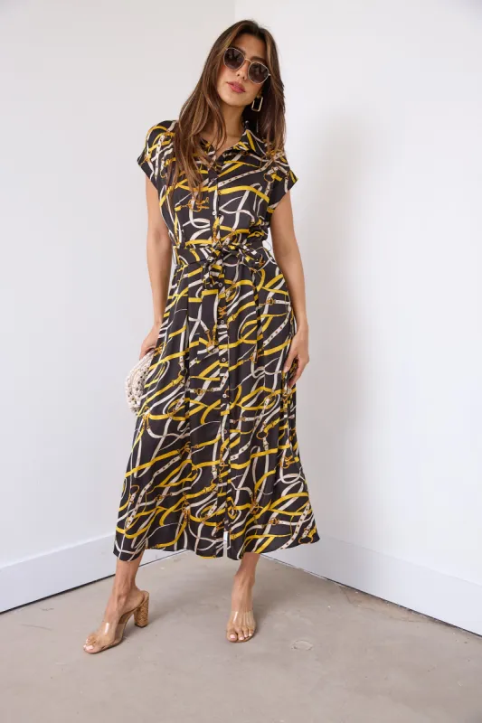 Sevilla Printed Midi Shirt Dress sold by fab'rik