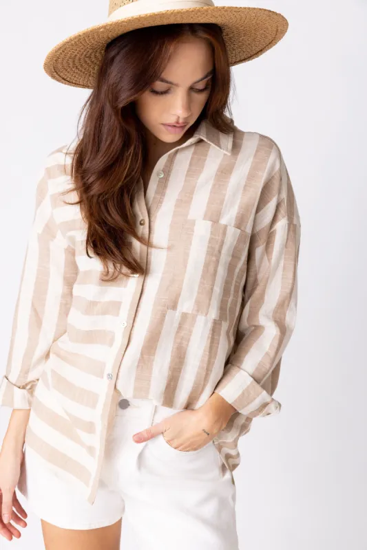 SALE - Elle Striped Button Up Blouse sold by fab'rik
