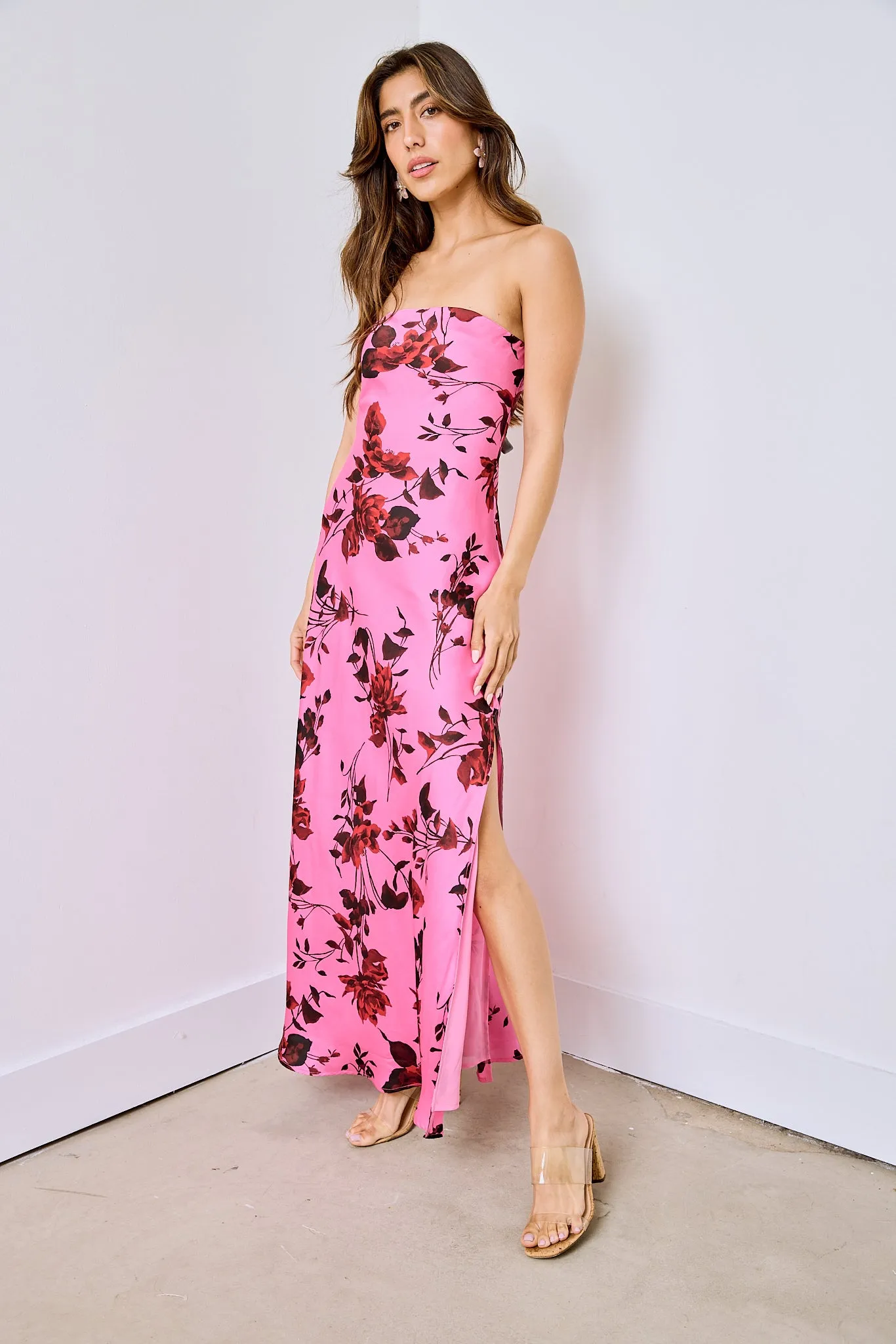 Perry Strapless Floral Maxi Dress sold by fab'rik