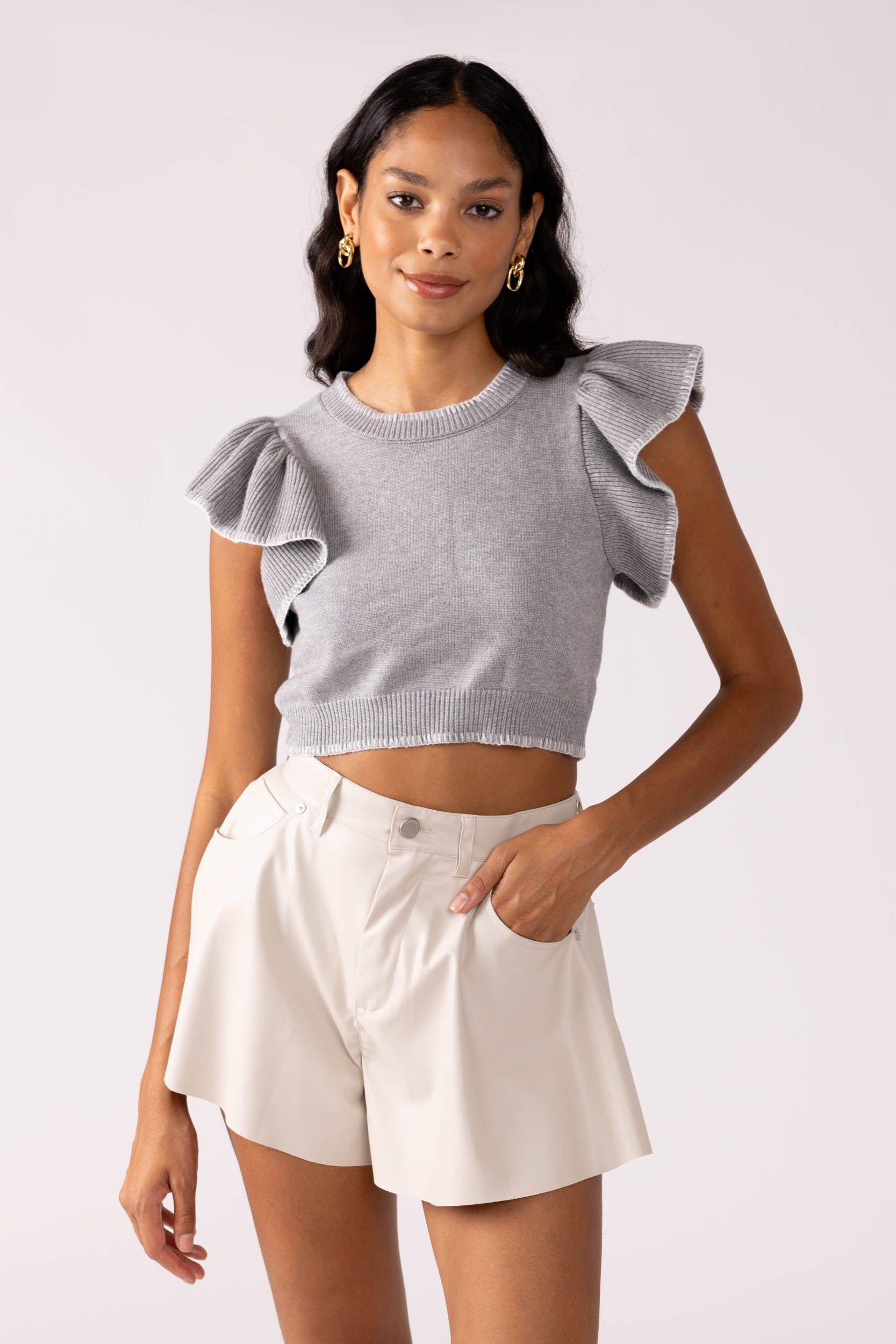 Delaney Ruffle Sleeve Knit Top sold by fab'rik