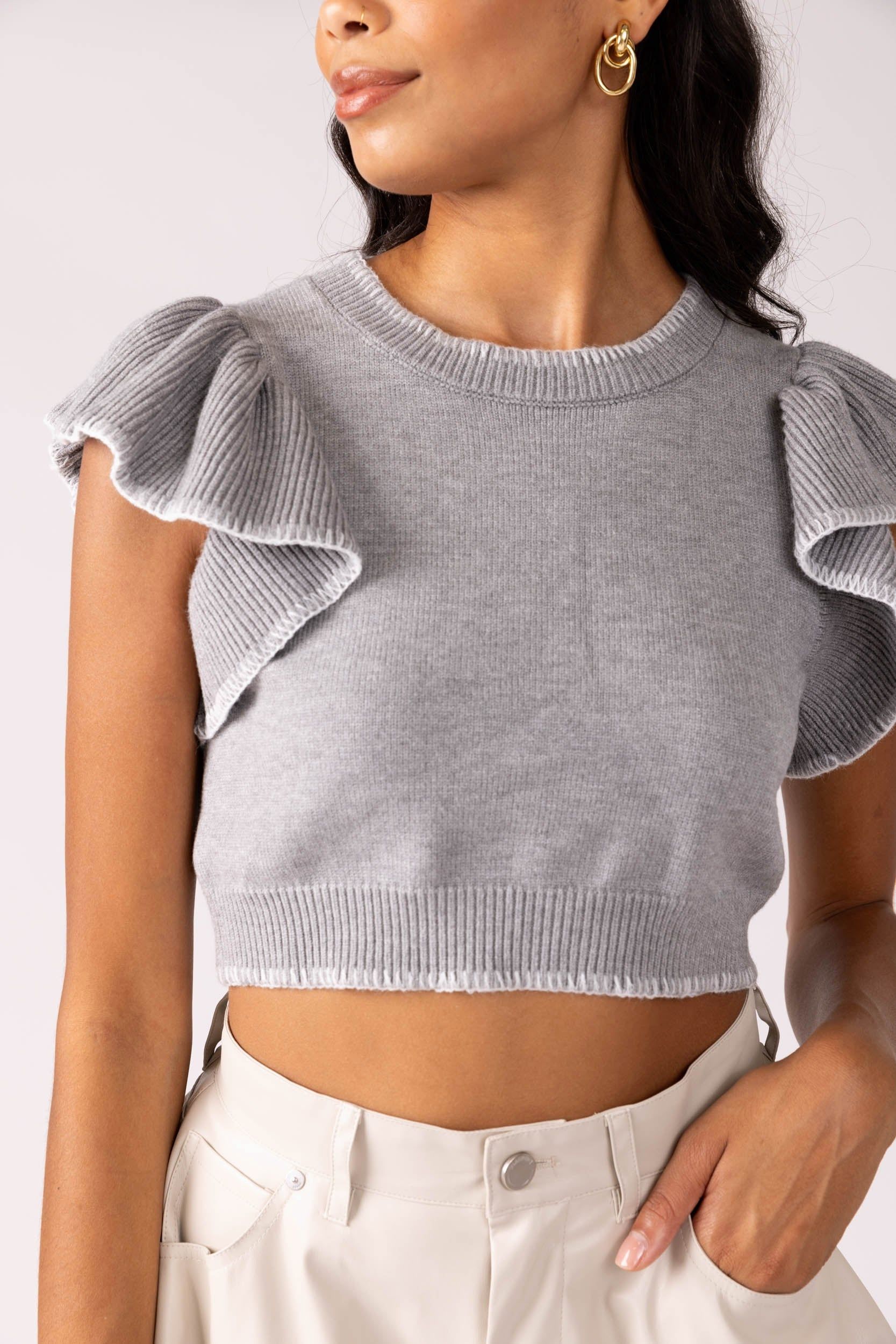 Delaney Ruffle Sleeve Knit Top sold by fab'rik product image thumbnail 2